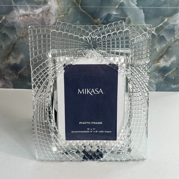 Mikasa Photo Frame Crystal Draped Bow Frame Home Décor 5x7 - Picture 1 of 7